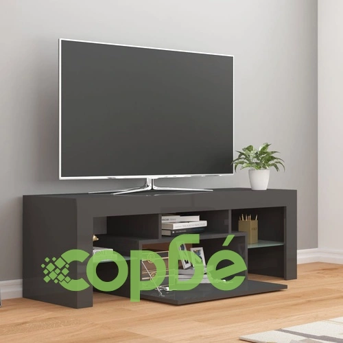 ТВ шкаф с LED осветление, сив гланц, 120x35x40 см ➤ топ цена ➤ sorbe.bg