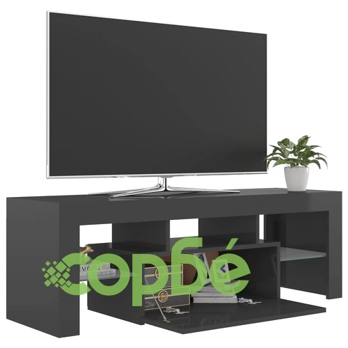 ТВ шкаф с LED осветление, сив гланц, 120x35x40 см ➤ топ цена ➤ sorbe.bg