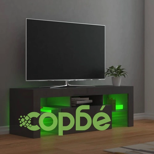 ТВ шкаф с LED осветление, сив гланц, 120x35x40 см ➤ топ цена ➤ sorbe.bg