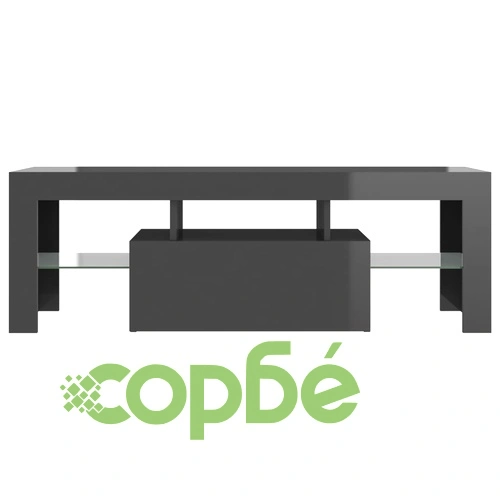 ТВ шкаф с LED осветление, сив гланц, 120x35x40 см ➤ топ цена ➤ sorbe.bg
