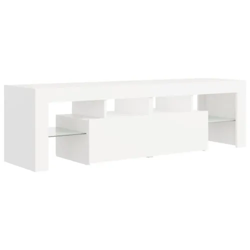 ТВ шкаф с LED осветление, бял, 140x36,5x40 см ➤ топ цена ➤ sorbe.bg