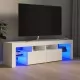 ТВ шкаф с LED осветление, бял, 140x36,5x40 см