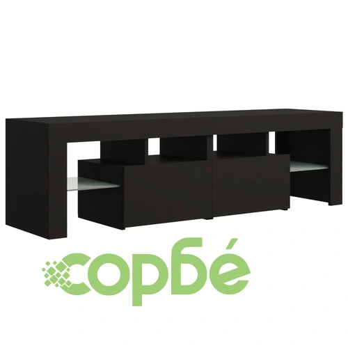 ТВ шкаф с LED осветление, черен, 140x36,5x40 см ➤ топ цена ➤ sorbe.bg