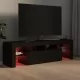 ТВ шкаф с LED осветление, черен, 140x36,5x40 см