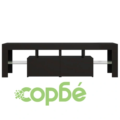 ТВ шкаф с LED осветление, черен, 140x36,5x40 см ➤ топ цена ➤ sorbe.bg