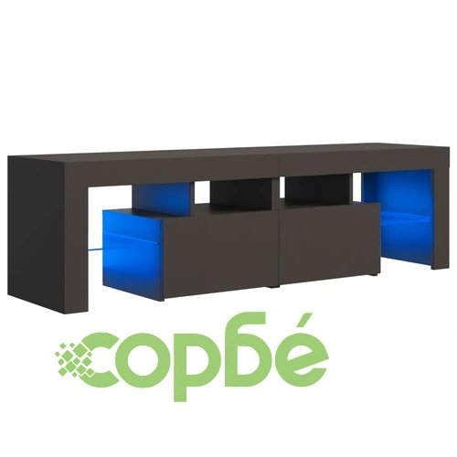 ТВ шкаф с LED осветление, сив, 140x36,5x40 см ➤ топ цена ➤ sorbe.bg