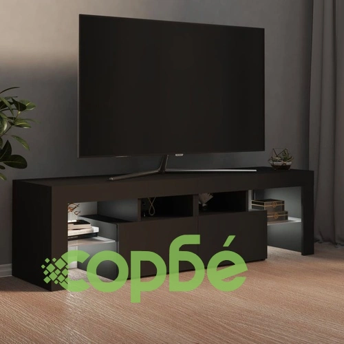 ТВ шкаф с LED осветление, сив, 140x36,5x40 см ➤ топ цена ➤ sorbe.bg