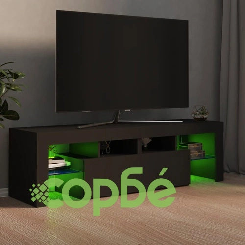 ТВ шкаф с LED осветление, сив, 140x36,5x40 см ➤ топ цена ➤ sorbe.bg