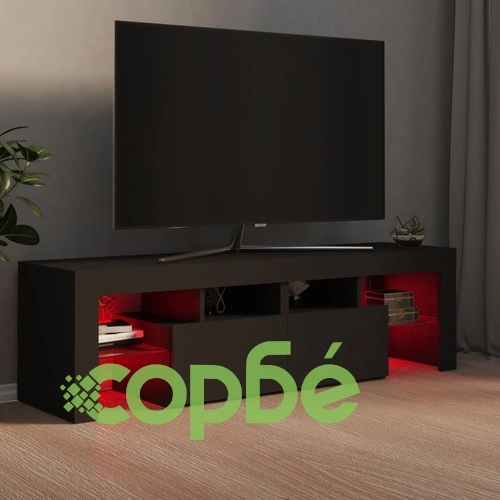 ТВ шкаф с LED осветление, сив, 140x36,5x40 см ➤ топ цена ➤ sorbe.bg
