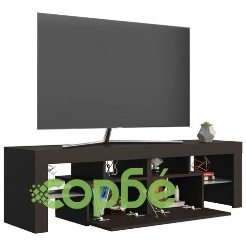 ТВ шкаф с LED осветление, сив, 140x36,5x40 см ➤ топ цена ➤ sorbe.bg