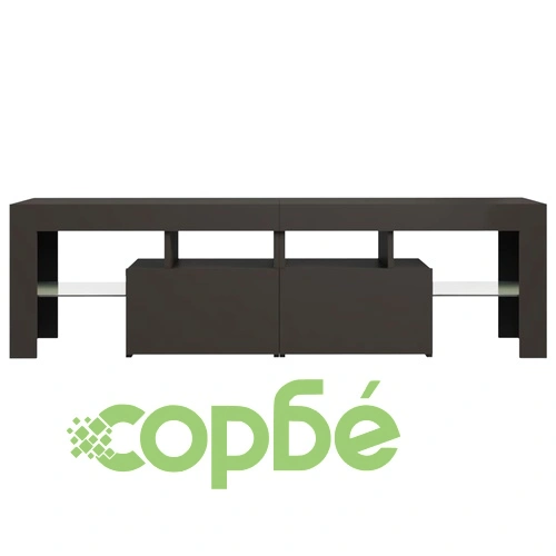 ТВ шкаф с LED осветление, сив, 140x36,5x40 см ➤ топ цена ➤ sorbe.bg