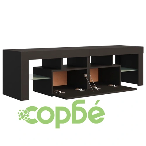 ТВ шкаф с LED осветление, сив, 140x36,5x40 см ➤ топ цена ➤ sorbe.bg