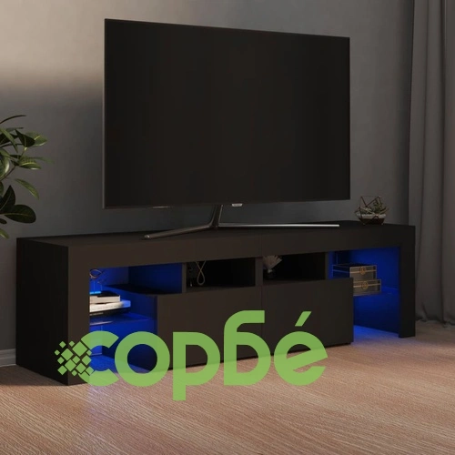 ТВ шкаф с LED осветление, сив, 140x36,5x40 см ➤ топ цена ➤ sorbe.bg