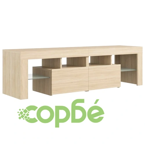 ТВ шкаф с LED осветление, сонома дъб, 140x36,5x40 см ➤ топ цена ➤ sorbe.bg
