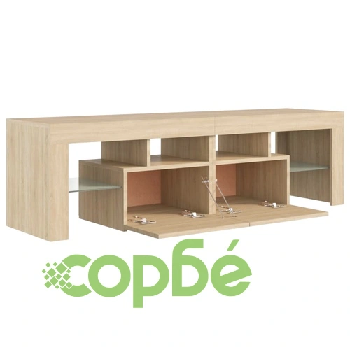ТВ шкаф с LED осветление, сонома дъб, 140x36,5x40 см ➤ топ цена ➤ sorbe.bg