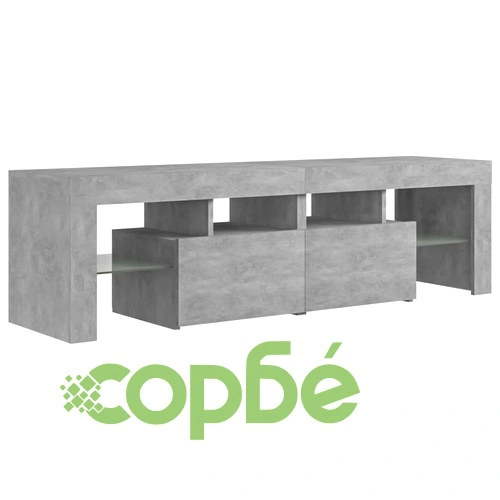 ТВ шкаф с LED осветление, бетонно сив, 140x36,5x40 см ➤ топ цена ➤ sorbe.bg
