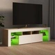 ТВ шкаф с LED осветление, бяло и дъб сонома, 140x36,5x40 см