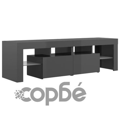 ТВ шкаф с LED осветление, сив гланц, 140x36,5x40 см ➤ топ цена ➤ sorbe.bg