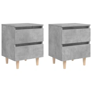 Нощни шкафчета крака от бор масив 2 бр бетонно сиви 40x35x50 см