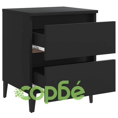 Нощно шкафче, черно, 40x35x50 см, инженерно дърво ➤ топ цена ➤ sorbe.bg