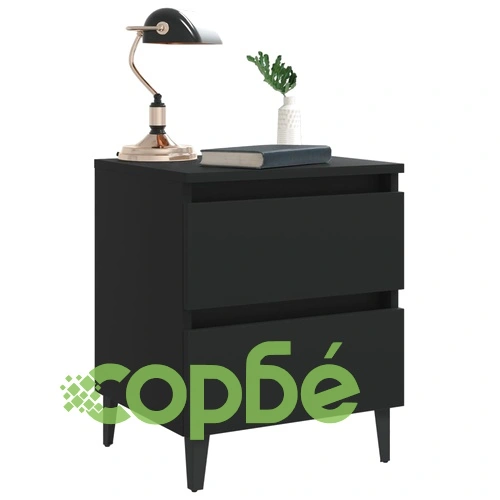 Нощно шкафче, черно, 40x35x50 см, инженерно дърво ➤ топ цена ➤ sorbe.bg