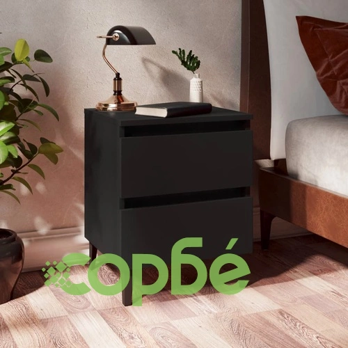 Нощно шкафче, черно, 40x35x50 см, инженерно дърво ➤ топ цена ➤ sorbe.bg