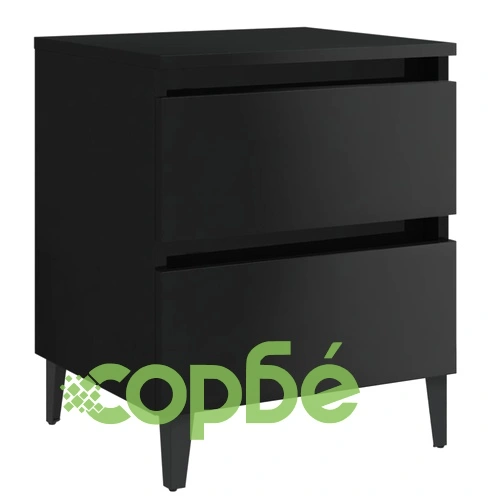 Нощно шкафче, черен гланц, 40x35x50 см, инженерно дърво ➤ топ цена ➤ sorbe.bg
