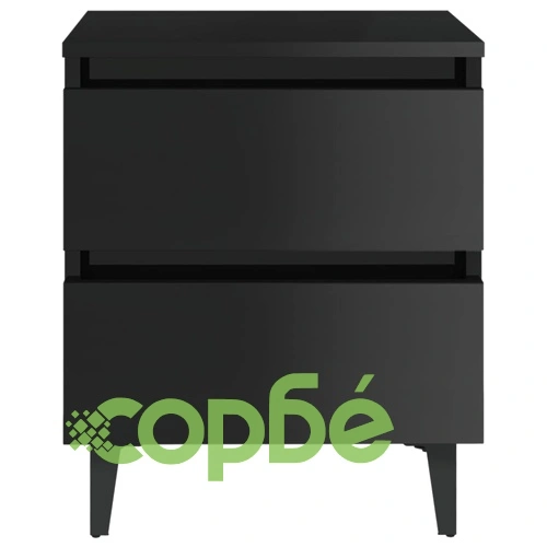 Нощно шкафче, черен гланц, 40x35x50 см, инженерно дърво ➤ топ цена ➤ sorbe.bg