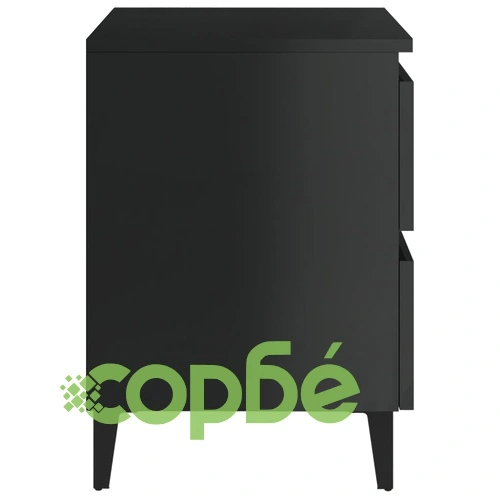 Нощно шкафче, черен гланц, 40x35x50 см, инженерно дърво ➤ топ цена ➤ sorbe.bg