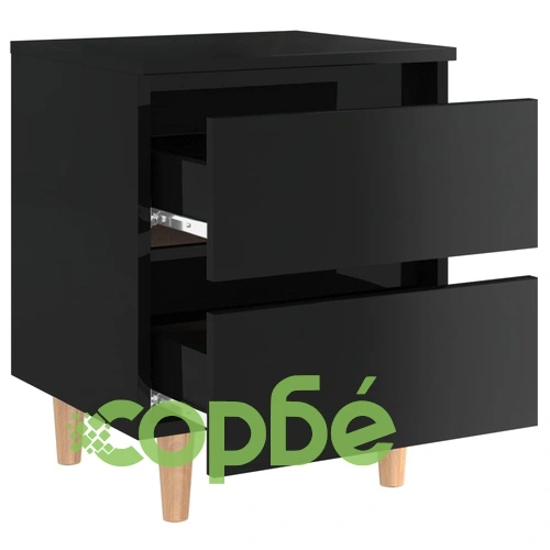 Нощно шкафче, черен гланц, 40x35x50 см, инженерно дърво ➤ топ цена ➤ sorbe.bg