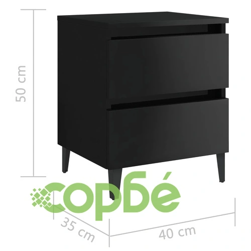 Нощно шкафче, черен гланц, 40x35x50 см, инженерно дърво ➤ топ цена ➤ sorbe.bg