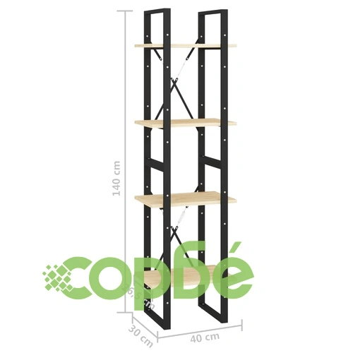 4-етажна библиотека, 40x30x140 см, борово дърво масив ➤ топ цена ➤ sorbe.bg
