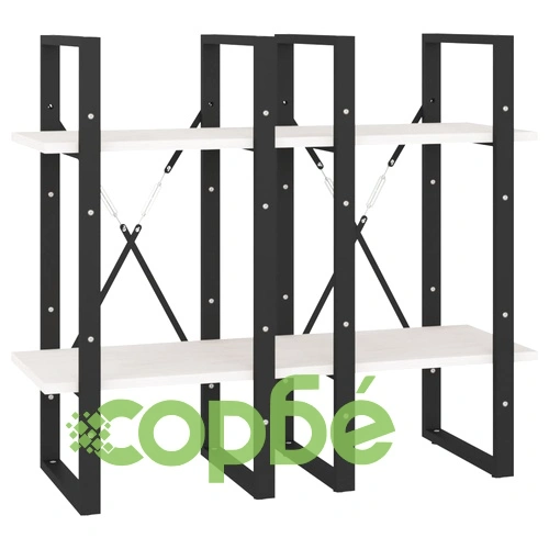 4-етажна библиотека, бяла, 40x30x140 см, борово дърво масив ➤ топ цена ➤ sorbe.bg