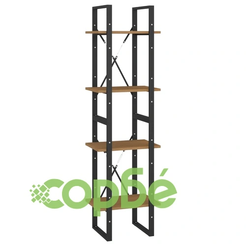 4-етажна библиотека, 40x30x140 см, борово дърво масив ➤ топ цена ➤ sorbe.bg