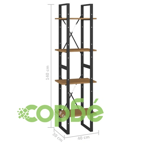 4-етажна библиотека, 40x30x140 см, борово дърво масив ➤ топ цена ➤ sorbe.bg