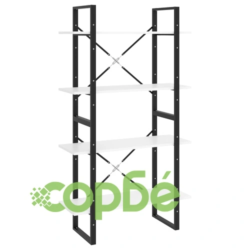 4-етажна библиотека, бяла, 80x30x140 см, инженерно дърво ➤ топ цена ➤ sorbe.bg