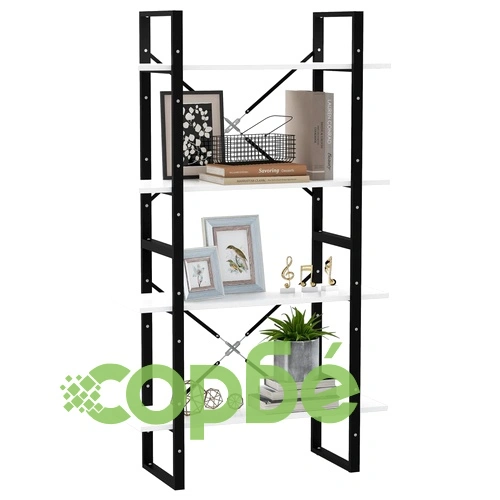 4-етажна библиотека, бяла, 80x30x140 см, инженерно дърво ➤ топ цена ➤ sorbe.bg