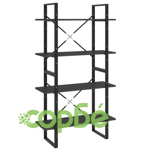 4-етажна библиотека, сива, 80x30x140 см, инженерно дърво ➤ топ цена ➤ sorbe.bg