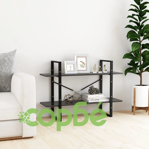 2-етажна библиотека, сива, 100x30x70 см, инженерно дърво ➤ топ цена ➤ sorbe.bg