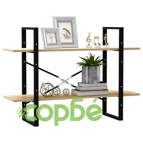 2-етажна библиотека, дъб сонома, 100x30x70 см, инженерно дърво ➤ топ цена ➤ sorbe.bg