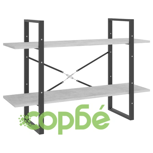 2-етажна библиотека, бетонно сив, 100x30x70 см, инженерно дърво ➤ топ цена ➤ sorbe.bg