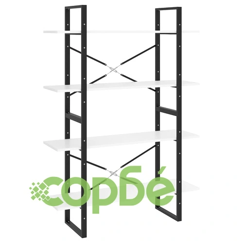 4-етажна библиотека, бял, 100x30x140 см, инженерно дърво ➤ топ цена ➤ sorbe.bg