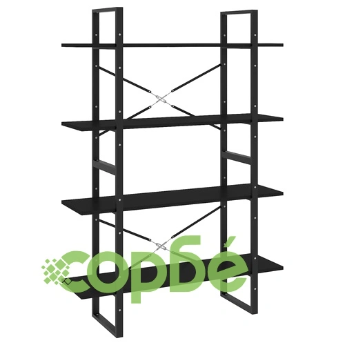 4-етажна библиотека, черна, 100x30x140 см, инженерно дърво ➤ топ цена ➤ sorbe.bg