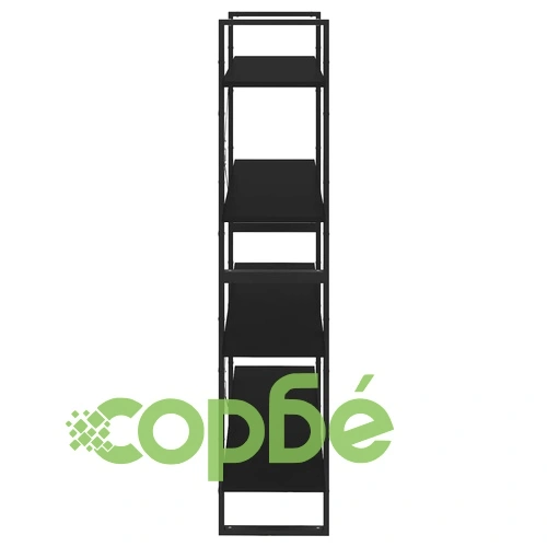 4-етажна библиотека, черна, 100x30x140 см, инженерно дърво ➤ топ цена ➤ sorbe.bg