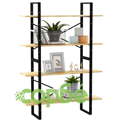 4-етажна библиотека, 100x30x140 см, борово дърво масив ➤ топ цена ➤ sorbe.bg