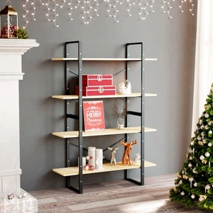 4-етажна библиотека, 100x30x140 см, борово дърво масив