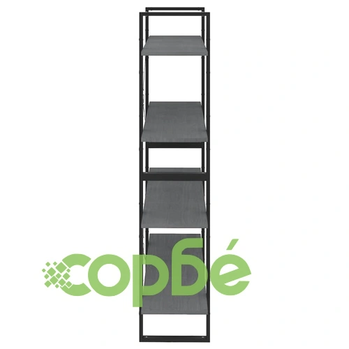 4-етажна библиотека, сива, 100x30x140 см, борово дърво масив ➤ топ цена ➤ sorbe.bg