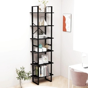 Етажерка, черна, 60x30x210 см, инженерна дървесина