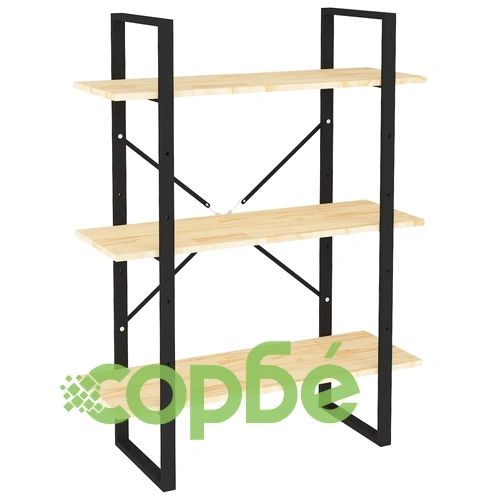 3-етажна библиотека, 80x30x105 см, борово дърво масив ➤ топ цена ➤ sorbe.bg