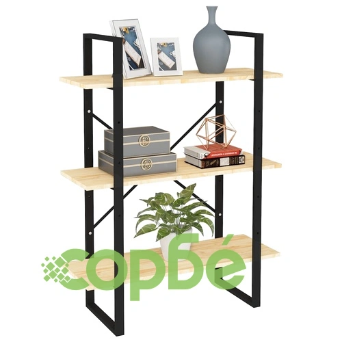 3-етажна библиотека, 80x30x105 см, борово дърво масив ➤ топ цена ➤ sorbe.bg